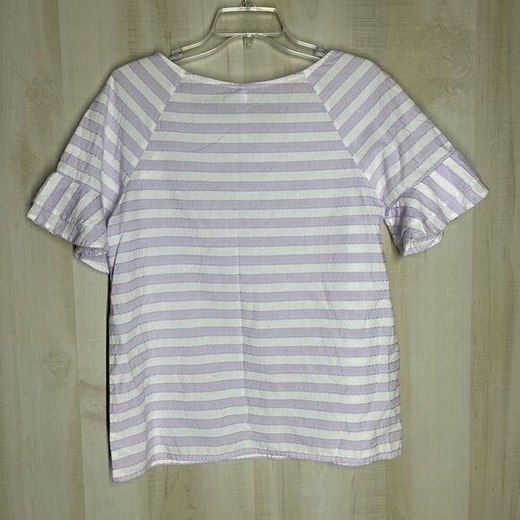 Southern Tide lavendar purple and white striped short ruffle sleeve top, medium - Picture 14 of 14